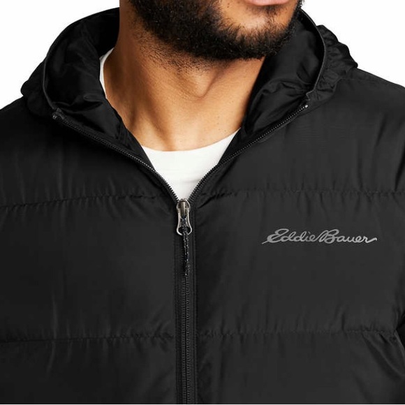 NEW Eddie Bauer Men's Wide Channel Hooded EB650 Down Jacket Black XXL - Picture 4 of 7